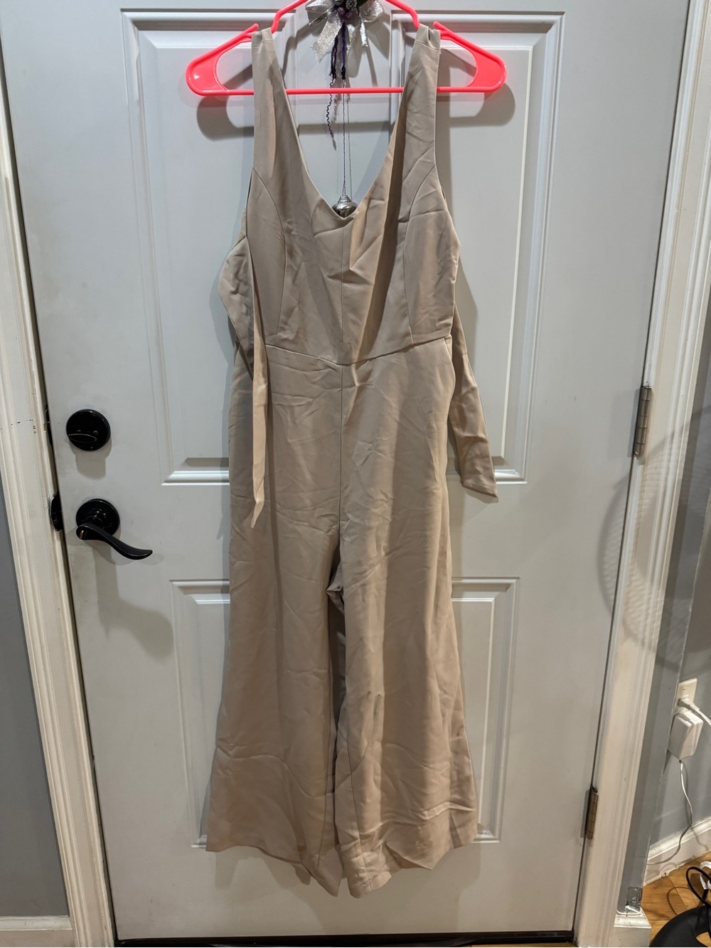 MELLODAY Taupe Wide-Leg V-Neck Jumpsuit